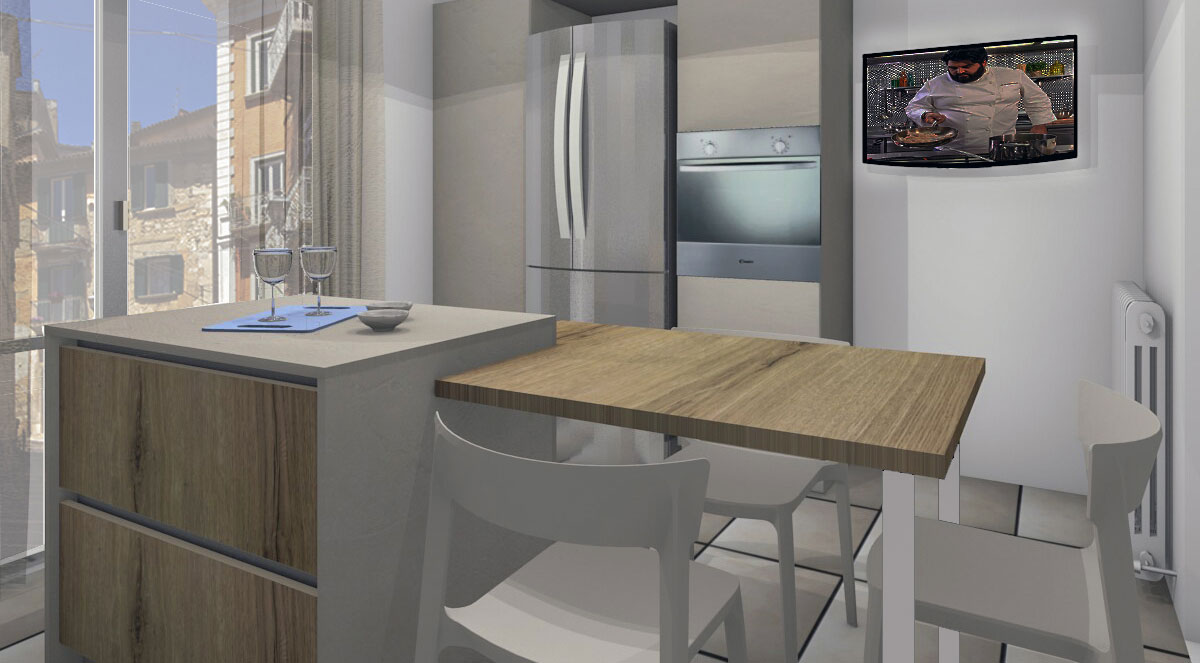 Progetto cucina con particolare attenzione ai materiali impiegati